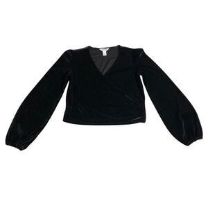 Vintage Arizona Top Juniors S Black Velvet Crop Wrap Front Y2K Whimsigoth‎ Goth